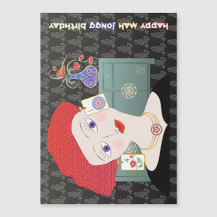 Mah Jongg Lady 01 Card Magnet