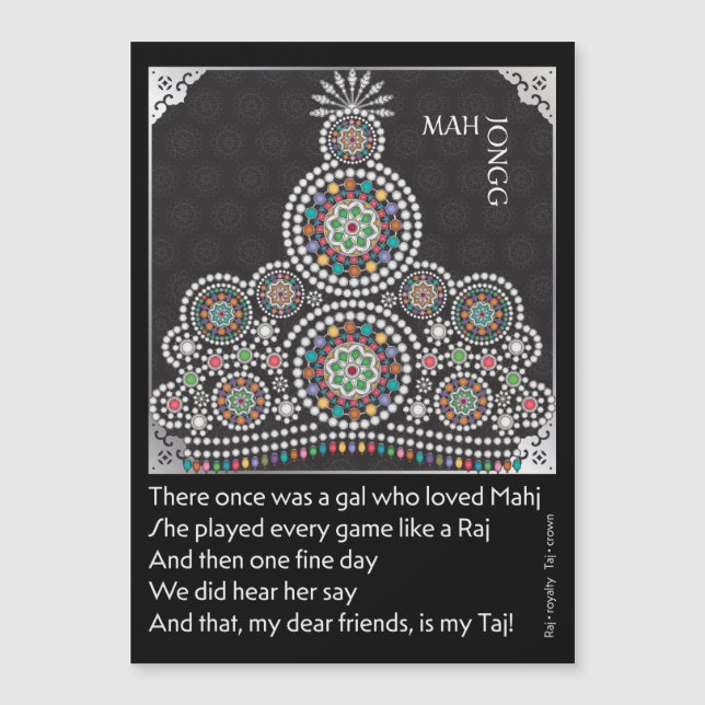 Mah Jongg Limerick Taj Flat Magnet (Front)