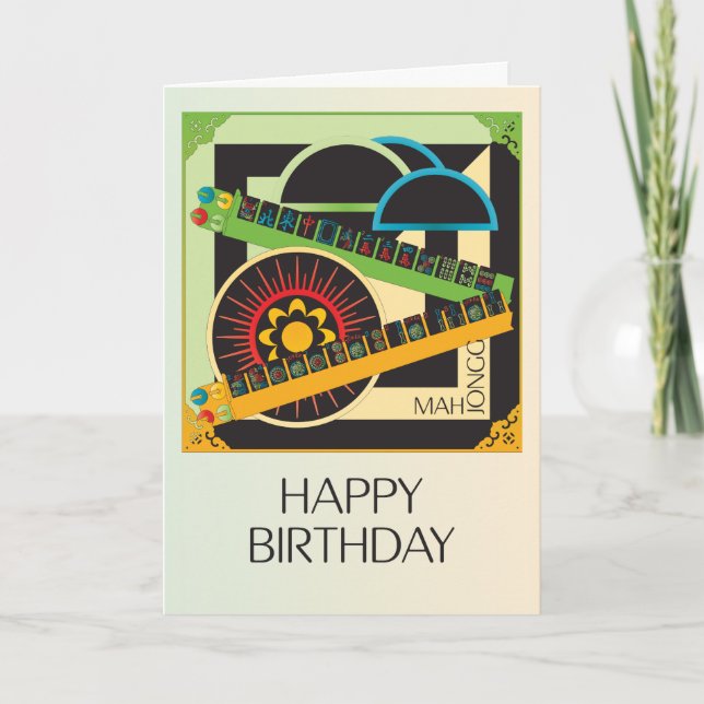 Mah Jongg Limerick Whine Birthday Card (Front)