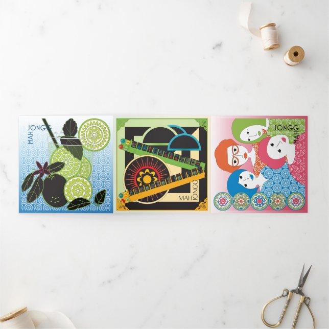 Mah Jongg Limericks 2 Trifold Card (Outside)