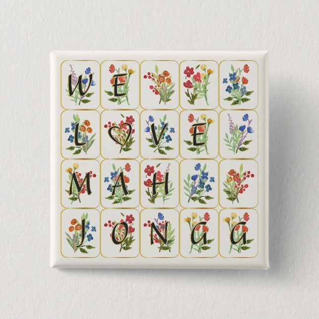 Mah Jongg Love Button (Front)