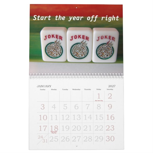 Mah-Jongg lovers 2011 Calendar (Jan 2027)