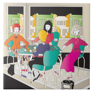 Mah Jongg Mahj Night2 Ceramic Tile