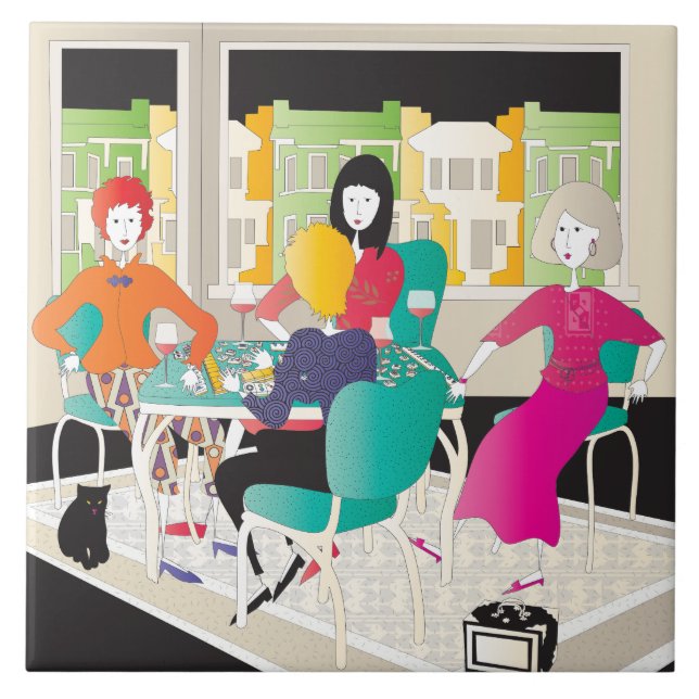 Mah Jongg Mahj Night2 Ceramic Tile (Front)