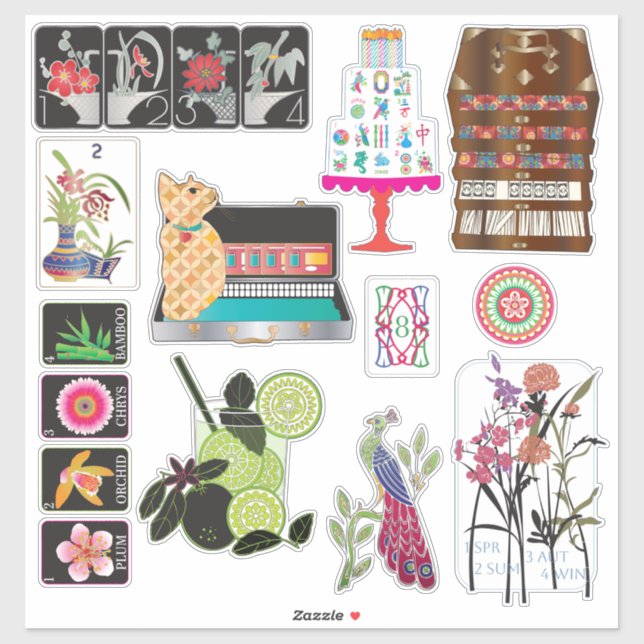 Mah Jongg Mix03 Vinyl Stickers (Sheet)