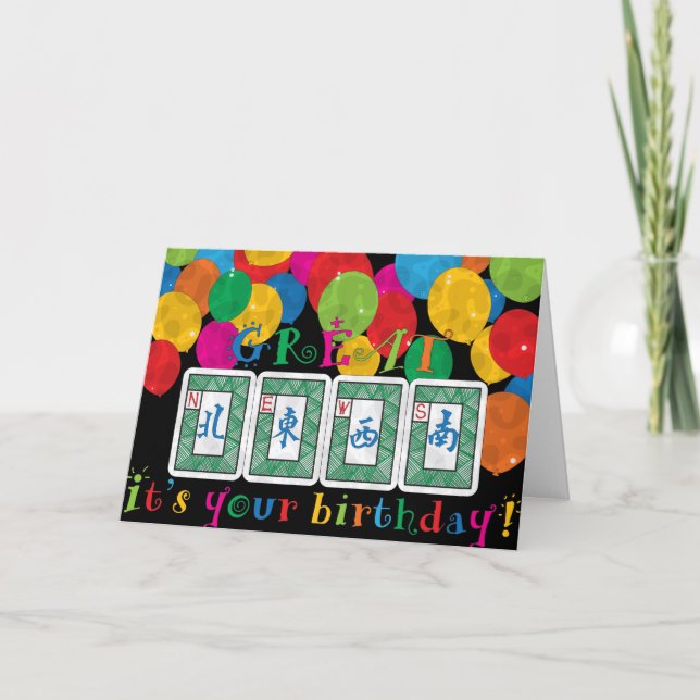 Mah Jongg NEWS Birthday Card (Front)