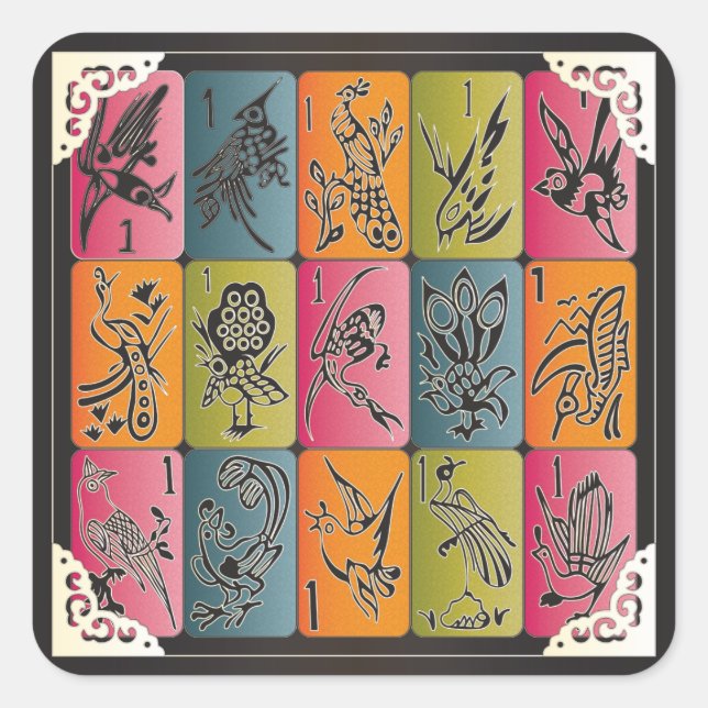 Mah Jongg One Bams Square Sticker (Front)