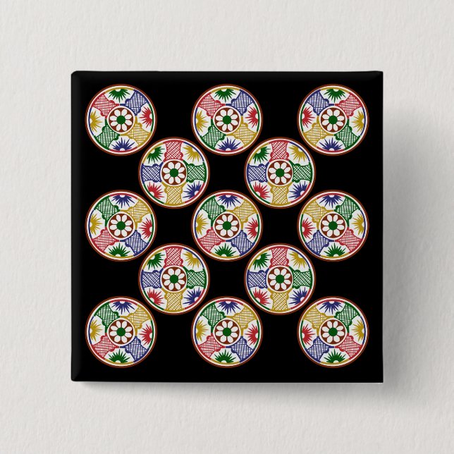 Mah Jongg One Circles 15 Cm Square Badge (Front)