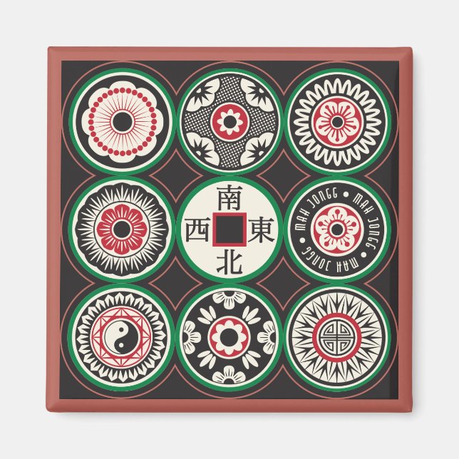 Mah Jongg One Dots Coin Magnet Card (Front)