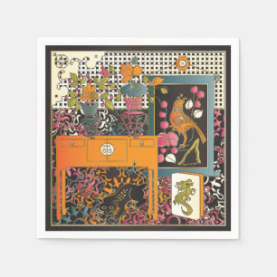 Mah Jongg Orange Table Napkin