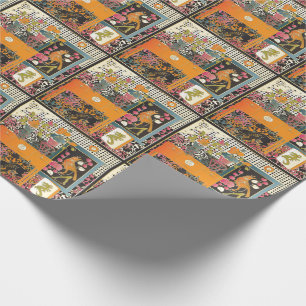 Mah Jongg Orange Table Wrapping Paper