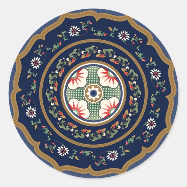 Mah Jongg Patterns Classic Round Sticker (Front)