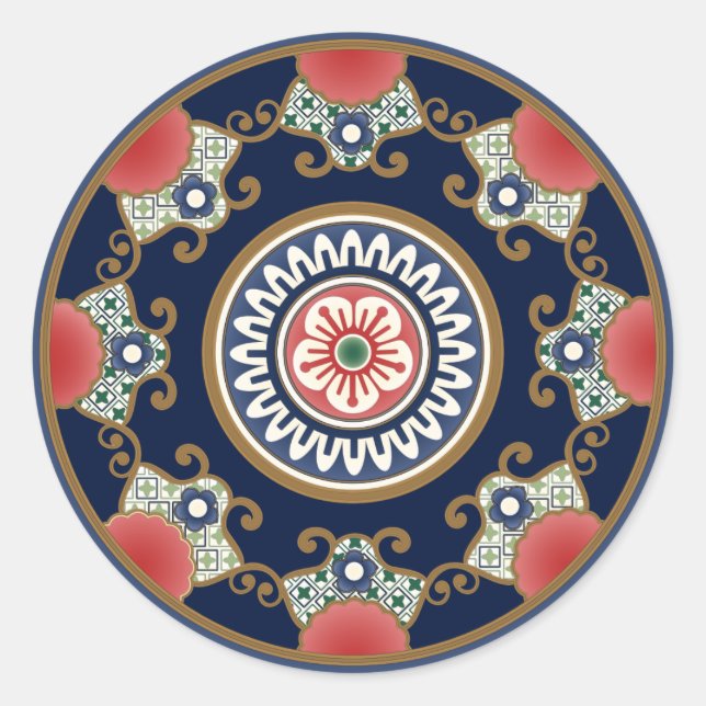 Mah Jongg Patterns Classic Round Sticker (Front)