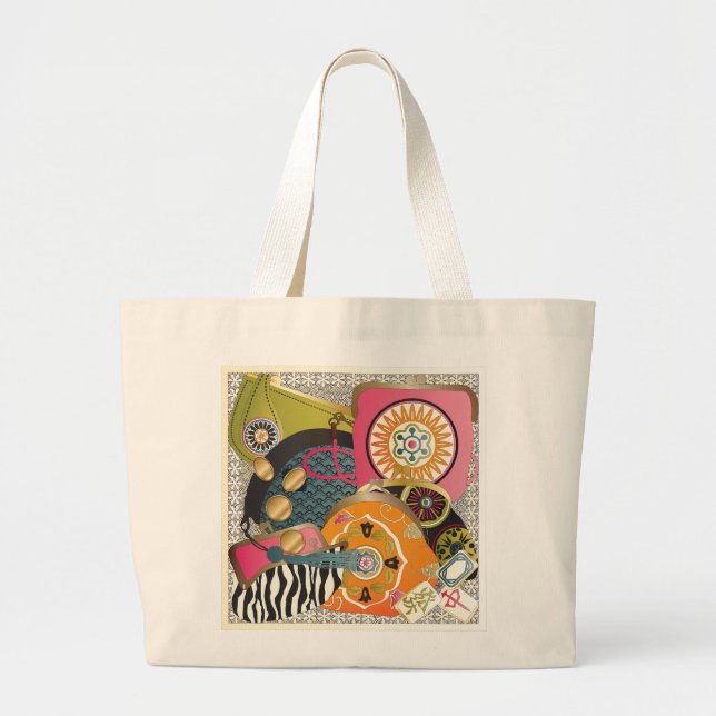Mah Jongg Purses Large Tote Bag (Front)