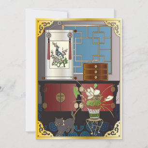 Mah Jongg Red Cabinet Flat Card