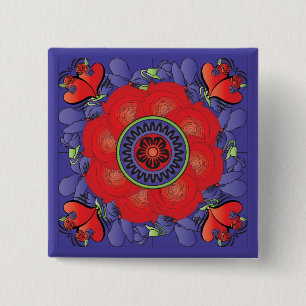 Mah Jongg Roses Button