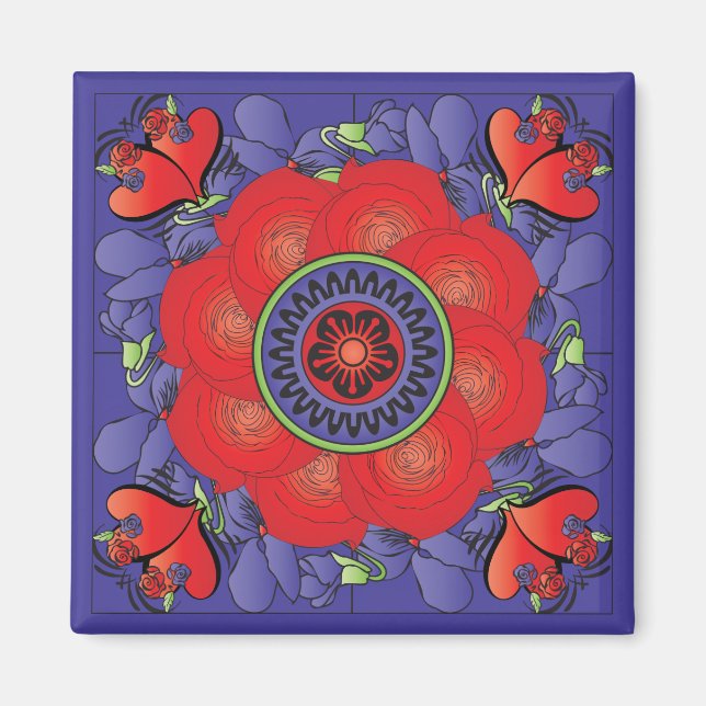 Mah Jongg Roses Magnet (Front)