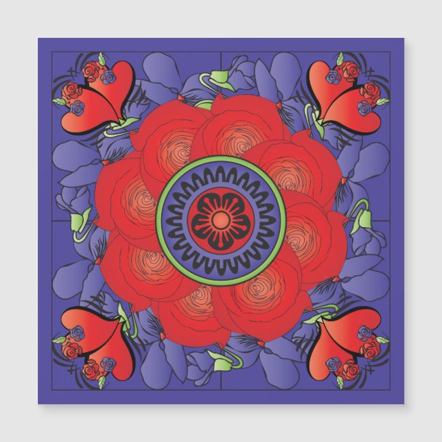 Mah Jongg Roses Magnet Card (Front)