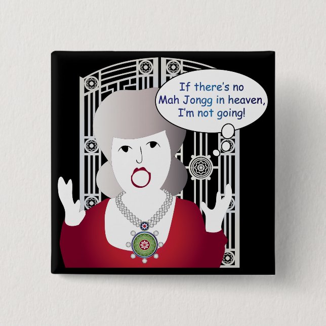 Mah Jongg Sayings Heaven 15 Cm Square Badge (Front)