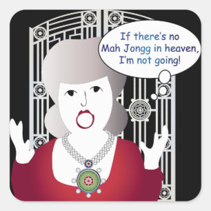 Mah Jongg Sayings Heaven Square Sticker