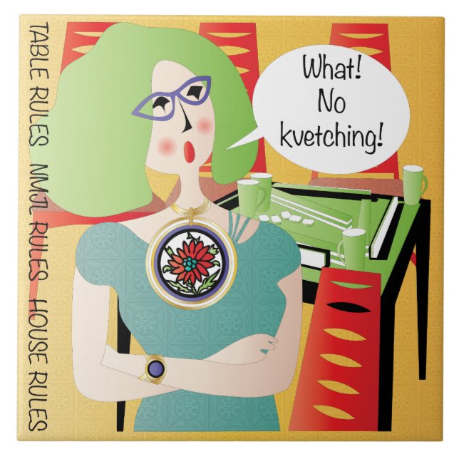 Mah Jongg Sayings Kvetching Ceramic Tile (Front)