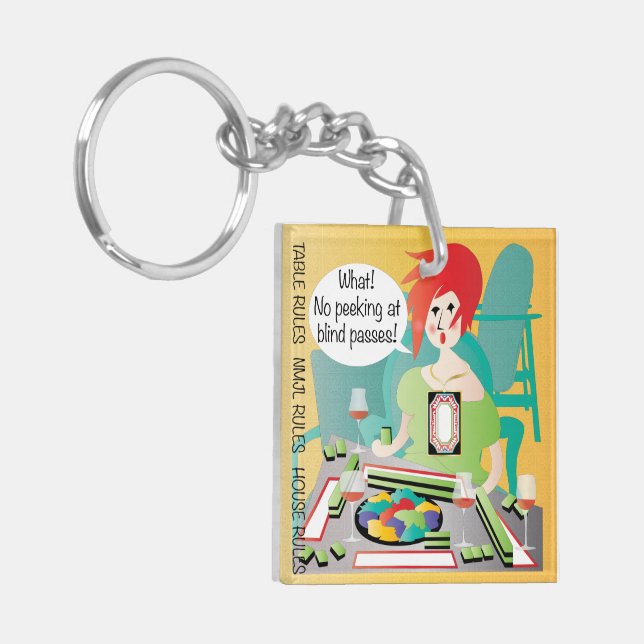 Mah Jongg Sayings Peek Pass Key Ring (Front Left)