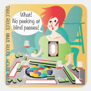 Mah Jongg Sayings Peek Pass Square Sticker