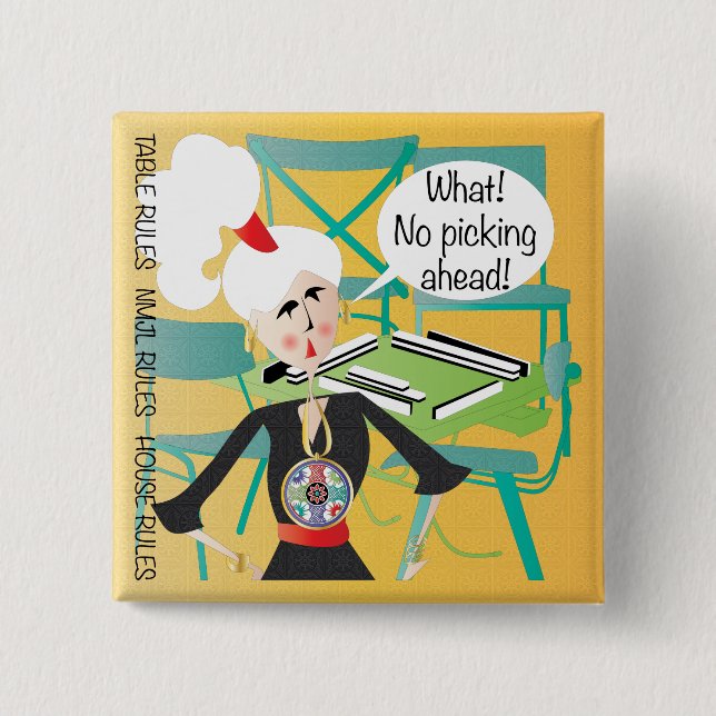 Mah Jongg Sayings Picking Ahead 15 Cm Square Badge (Front)