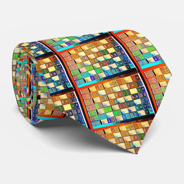 Mah Jongg Small Tiles Necktie (Rolled)