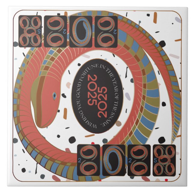 Mah Jongg Snake 2025 Ceramic Tile (Front)