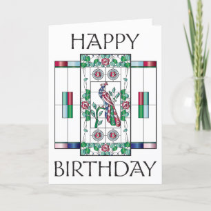 Mah Jongg Stained Glass Birthday Card
