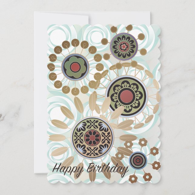 Mah Jongg Starburst Dots Birthday Flat Card (Front)