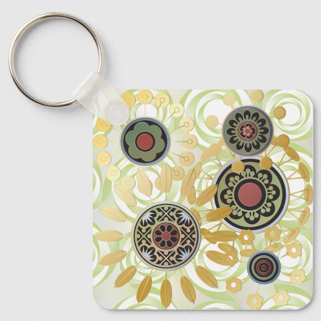 Mah Jongg Starburst Dots Keychain (Front)