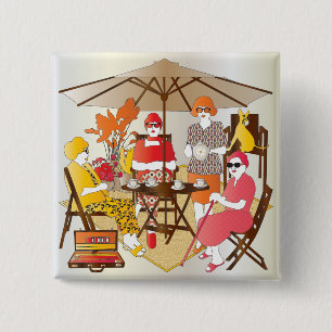 Mah Jongg Tea Party 15 Cm Square Badge