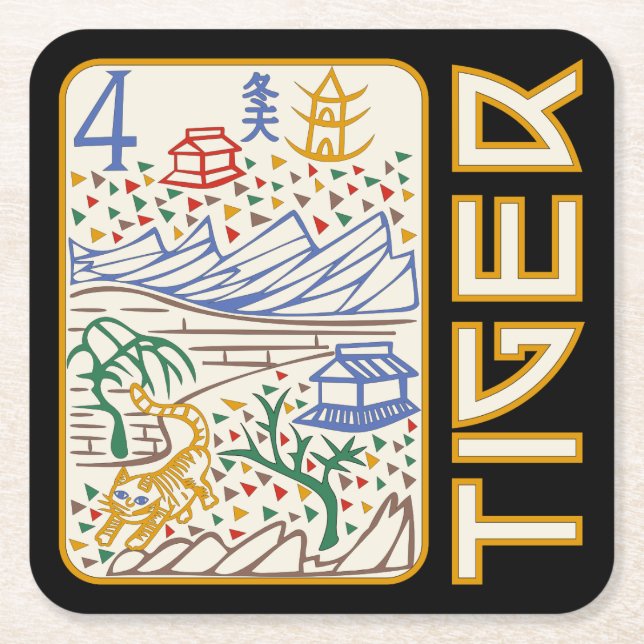 Mah Jongg Tiger Tile Coaster (Front)