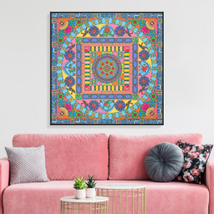 Mah Jongg Tiles Mandala Canvas Print