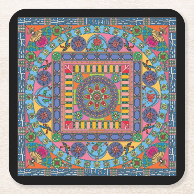 Mah Jongg Tiles Mandala Coasters (Front)