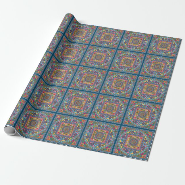 Mah Jongg Tiles Mandala Wrapping Paper (Unrolled)