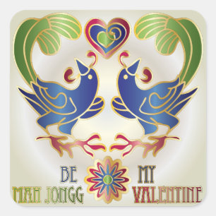 Mah Jongg Valentine Be My MJ Valentine Square Sticker