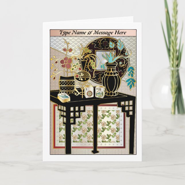Mah Jongg Vases 01 Customisable Card (Front)