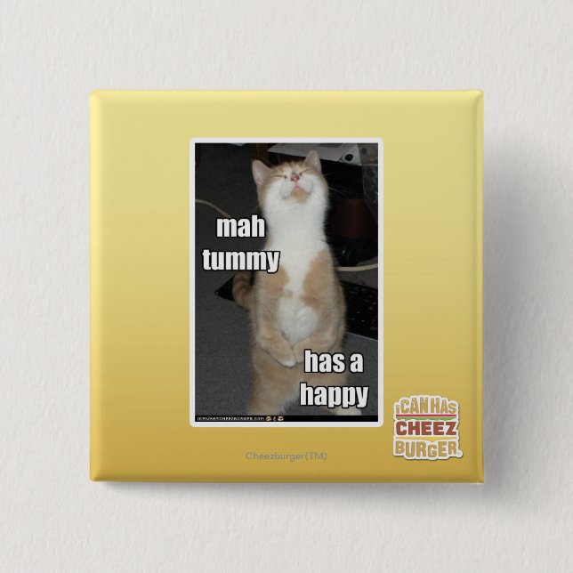 Mah tummy has a happy 15 cm square badge (Front)