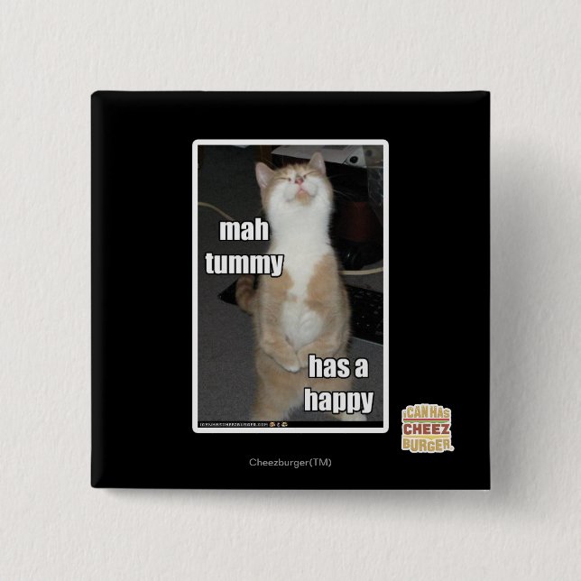 Mah tummy has a happy 15 cm square badge (Front)