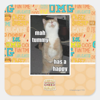 Mah tummy has a happy square sticker