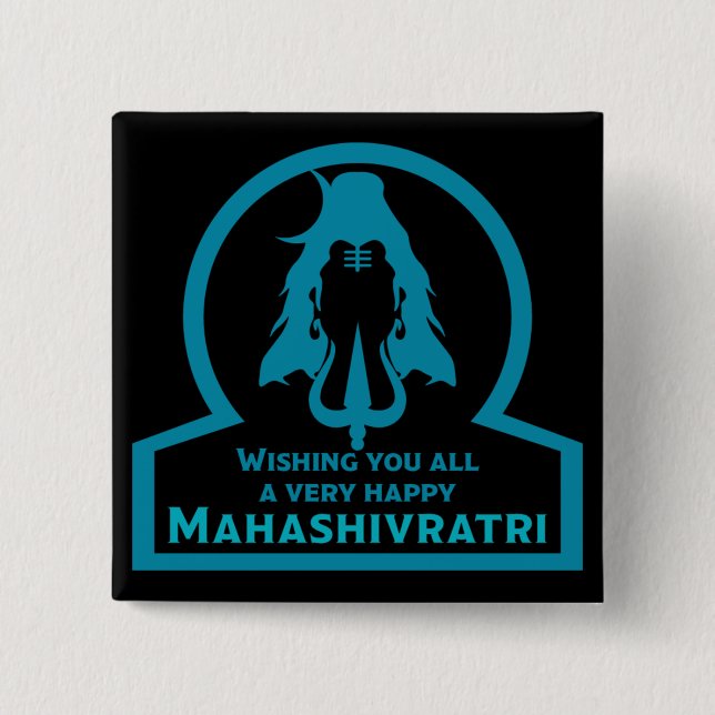 Maha Shivratri - Happy Maha Shivratri  Two-Tone Co 15 Cm Square Badge (Front)