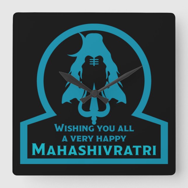 Maha Shivratri - Happy Maha Shivratri  Two-Tone Co Square Wall Clock (Front)