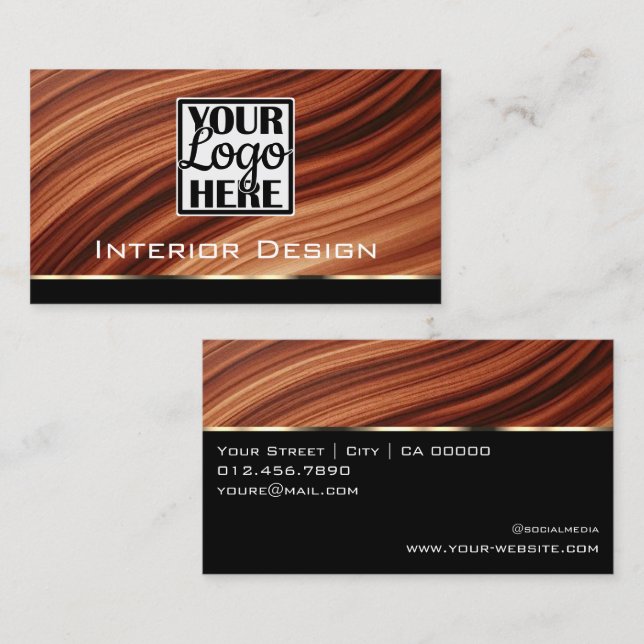 Mahaghoni Texture Wooden Boards Wood Grain Logo Business Card (Front/Back)