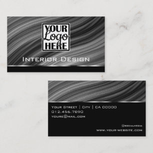 Mahaghoni Texture Wooden Wood Grain Logo Grey Business Card