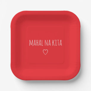 Mahal Na Kita I Love You Filipino Valentine's Day Paper Plate