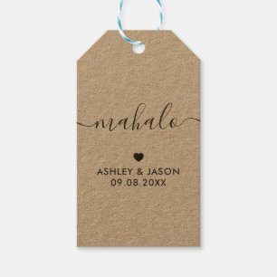 Mahalo Gift Tag, Wedding Thank You Tags, Kraft Tags