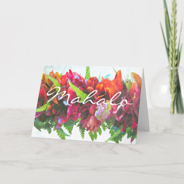 Mahalo Haku Lei Thank You Card (Front)